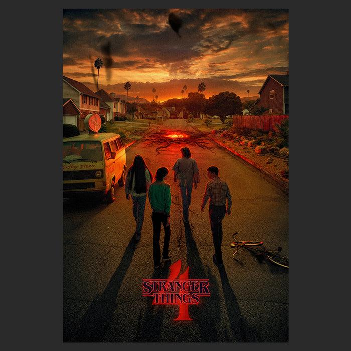 Fifth Sun Men's Stranger Things Four Friends Rift Apocalypse Poster T-Shirt