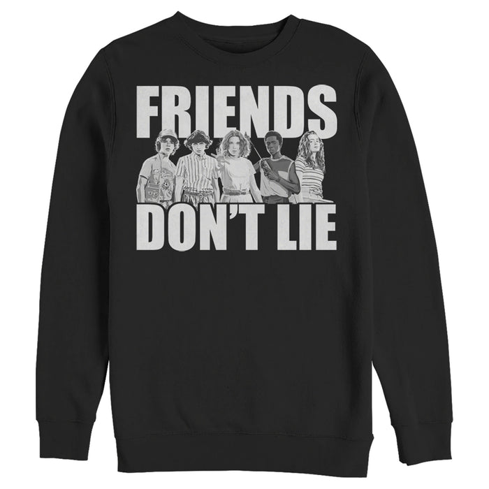 fifth sun Men's Stranger Things Friends Don't Lie Character Pose Sweatshirt