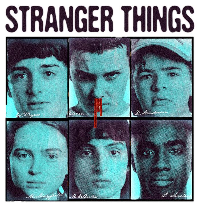 Fifth Sun Men's Stranger Things Gang Bleeding Nose Stacked Sweatshirt