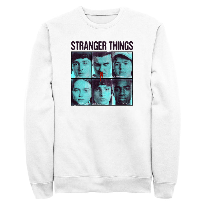 fifth sun Men's Stranger Things Gang Bleeding Nose Stacked Sweatshirt