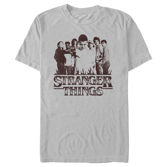 fifth sun Men's Stranger Things Group Shot and Flaming Logo T-Shirt