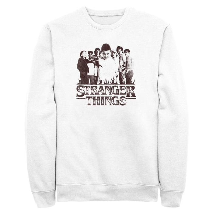 fifth sun Men's Stranger Things Group Shot and Flaming Logo Sweatshirt