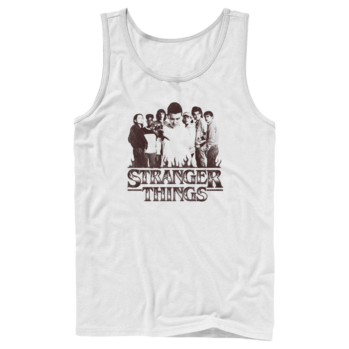 fifth sun Men's Stranger Things Group Shot and Flaming Logo Tank Top