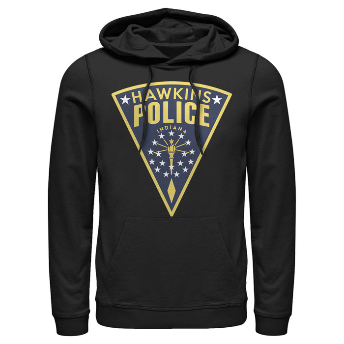 fifth sun Men's Stranger Things Hawkins Police Crest Pull Over Hoodie