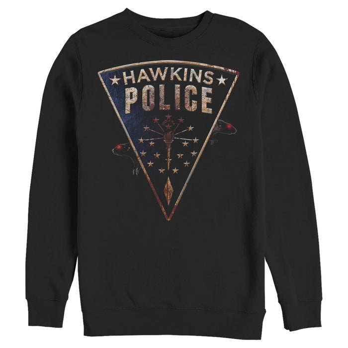 fifth sun Men's Stranger Things Hawkins Police Rat Crest Sweatshirt