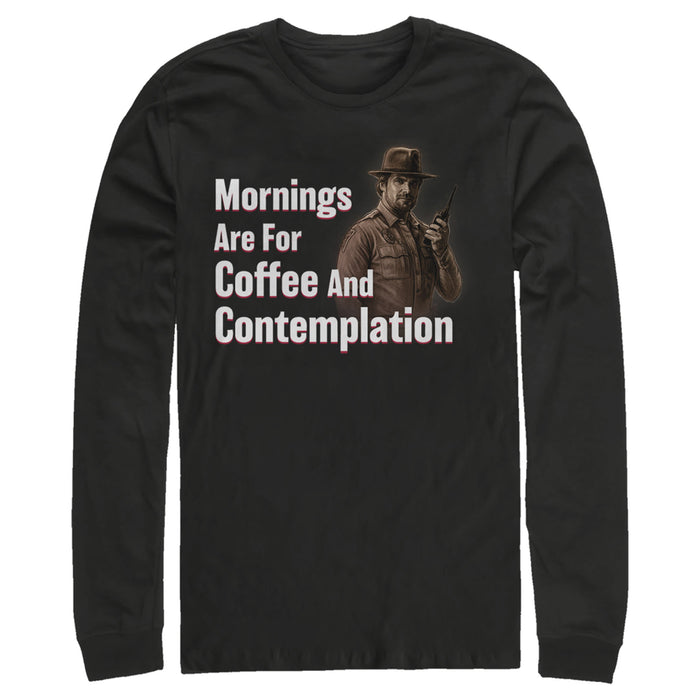 fifth sun Men's Stranger Things Hopper Coffee and Contemplation Long Sleeve Shirt