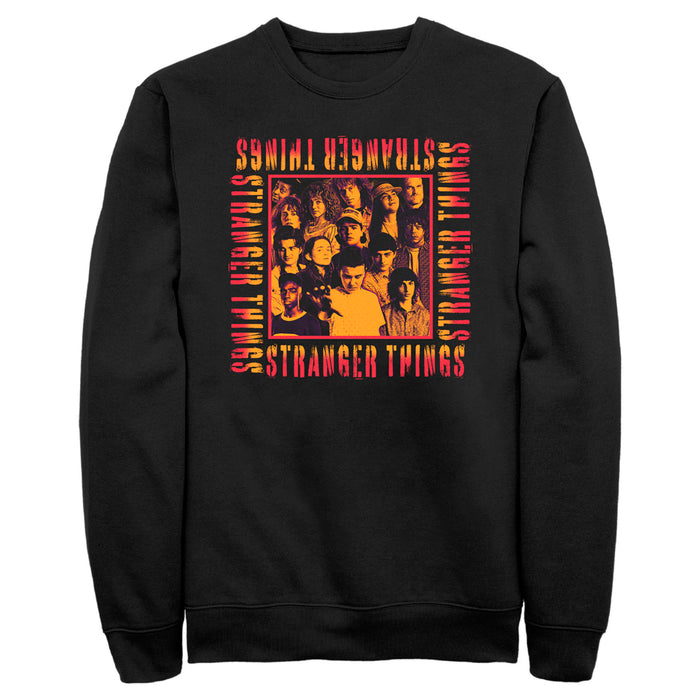 fifth sun Men's Stranger Things Orange Group Shot Boxed Up Sweatshirt