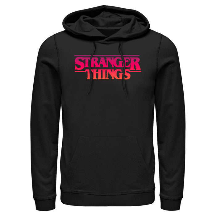 fifth sun Men's Stranger Things Pink Logo Pull Over Hoodie