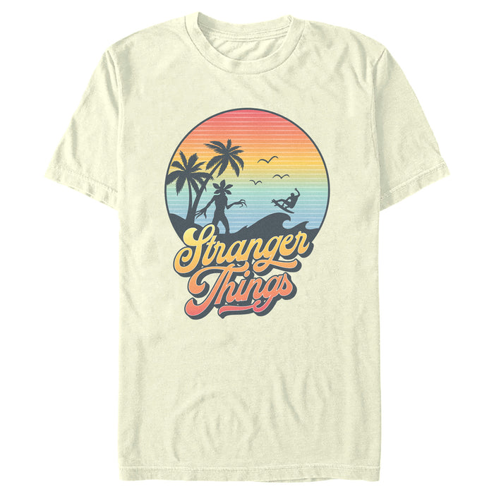 fifth sun Men's Stranger Things Retro Demogorgon at the Beach T-Shirt