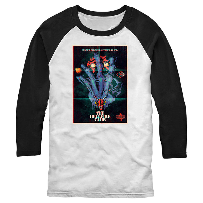Fifth Sun Men's Stranger Things Retro Hellfire Club Poster Baseball Tee