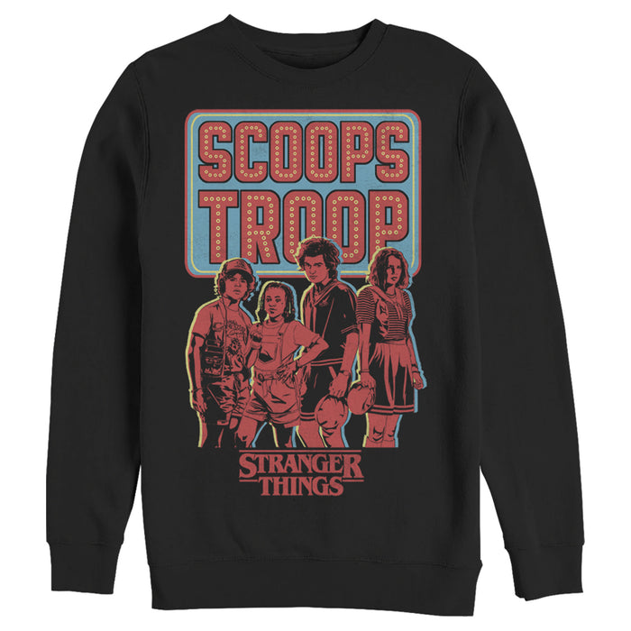 fifth sun Men's Stranger Things Scoops Troop Character Pose Sweatshirt