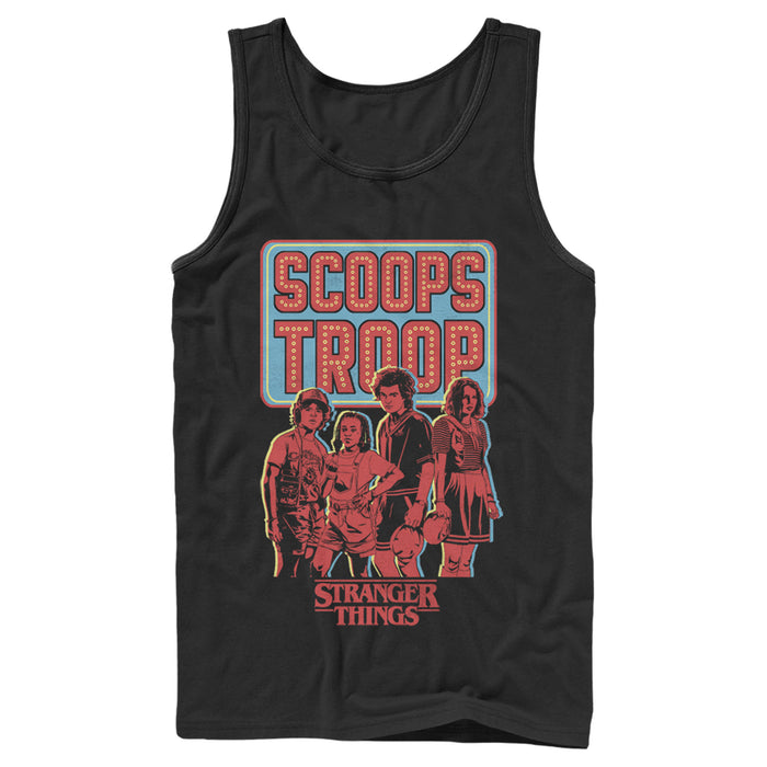 fifth sun Men's Stranger Things Scoops Troop Character Pose Tank Top