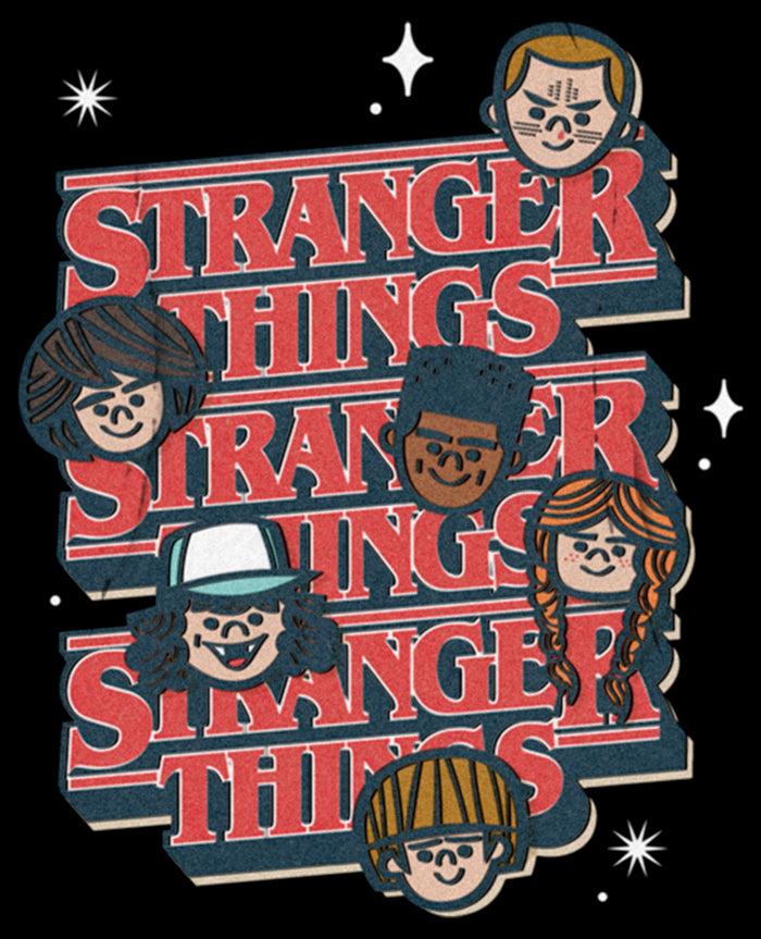 Fifth Sun Men's Stranger Things The Gang Cartoon Logo Pull Over Hoodie