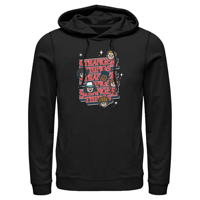 fifth sun Men's Stranger Things The Gang Cartoon Logo Pull Over Hoodie