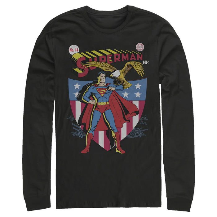 fifth sun Men's Superman American Hero Long Sleeve Shirt