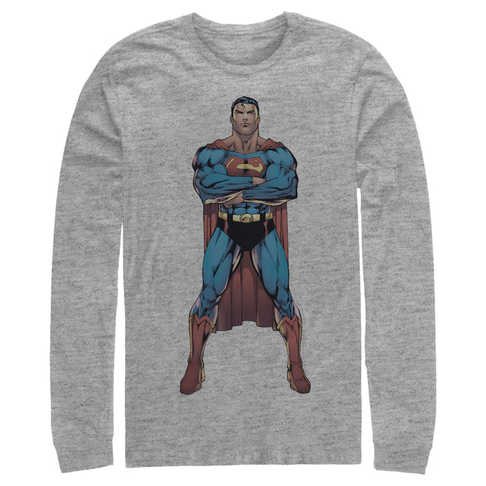 Fifth Sun Men's Superman Bold Hero Pose Long Sleeve Shirt