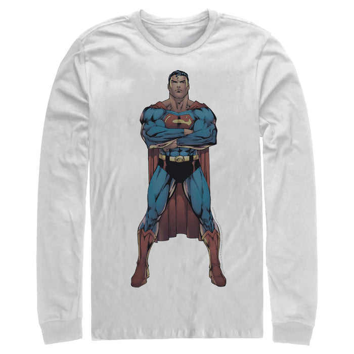 fifth sun Men's Superman Bold Hero Pose Long Sleeve Shirt