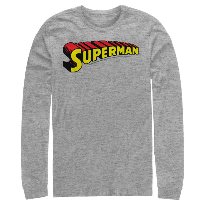 Fifth Sun Men's Superman Classic Text Logo Long Sleeve Shirt