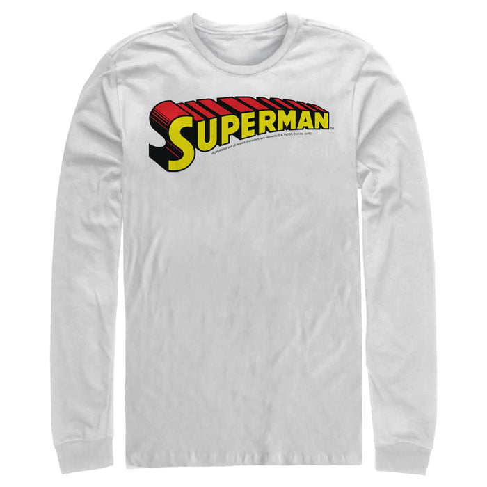 fifth sun Men's Superman Classic Text Logo Long Sleeve Shirt