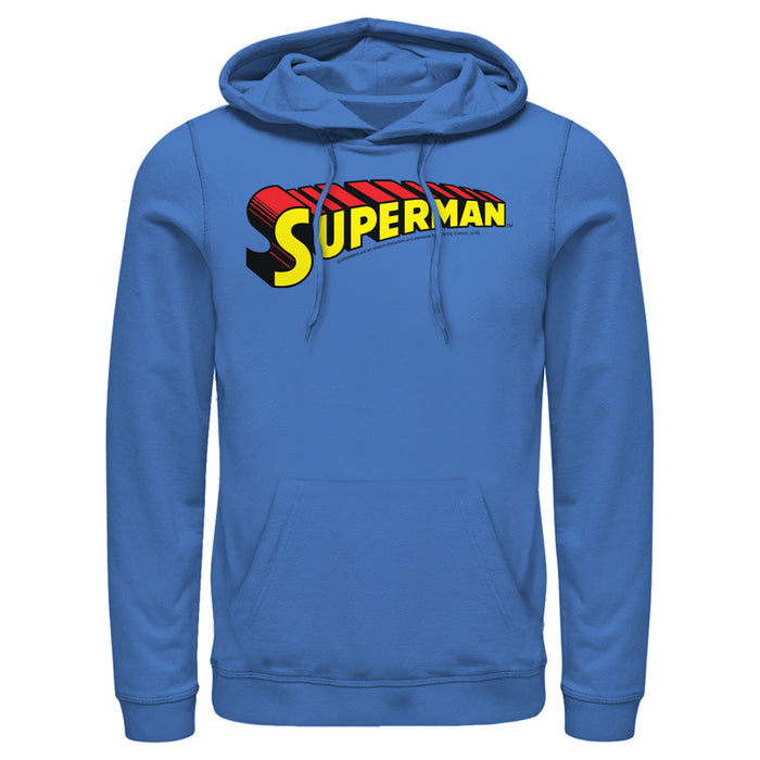 fifth sun Men's Superman Classic Text Logo Pull Over Hoodie