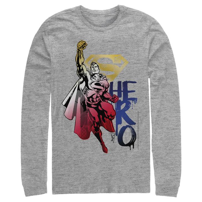 fifth sun Men's Superman Color Fade Hero Long Sleeve Shirt
