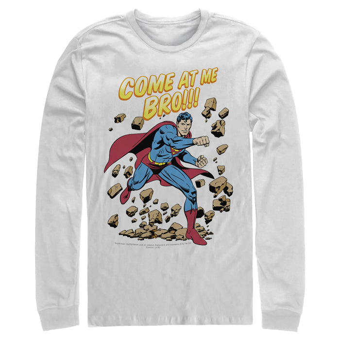 fifth sun Men's Superman Come At Me Bro Long Sleeve Shirt