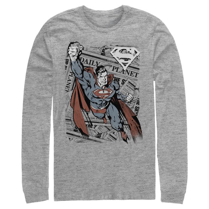 fifth sun Men's Superman Daily Planet Newspaper Long Sleeve Shirt