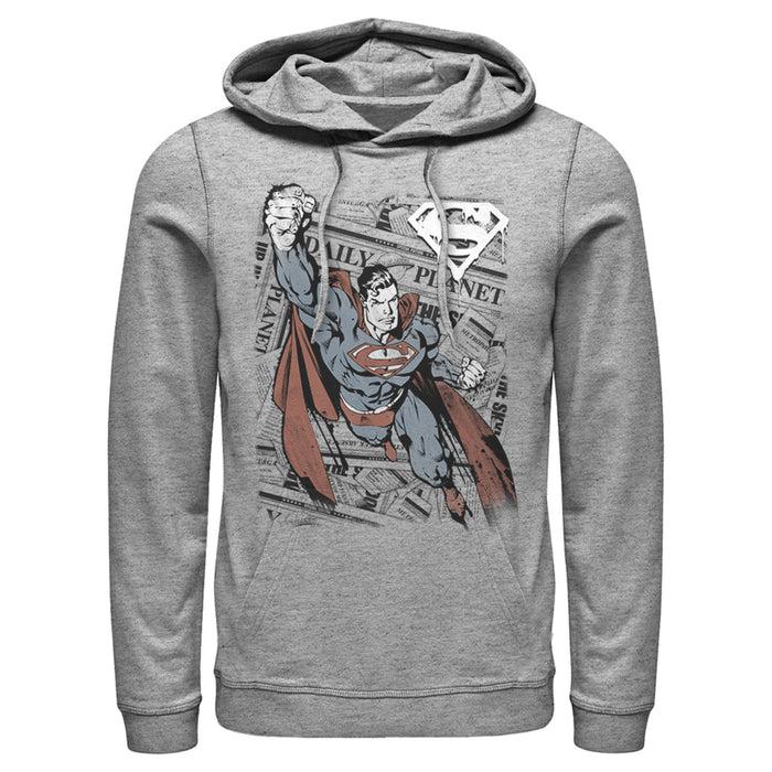 fifth sun Men's Superman Daily Planet Newspaper Pull Over Hoodie