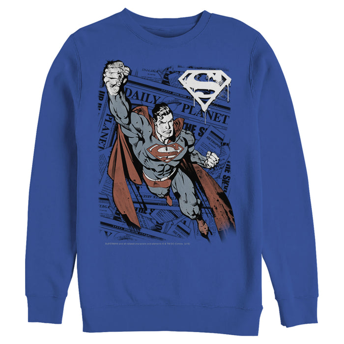 Fifth Sun Men's Superman Daily Planet Newspaper Sweatshirt