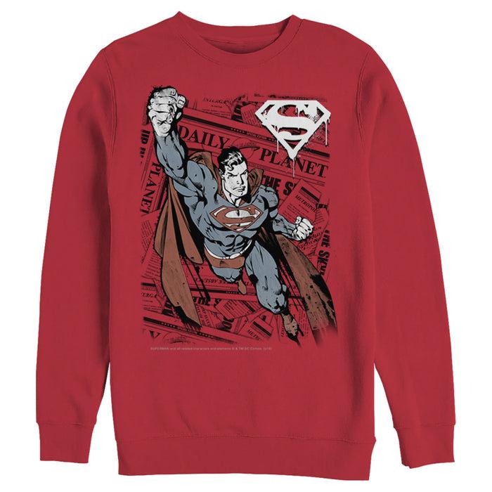 Fifth Sun Men's Superman Daily Planet Newspaper Sweatshirt