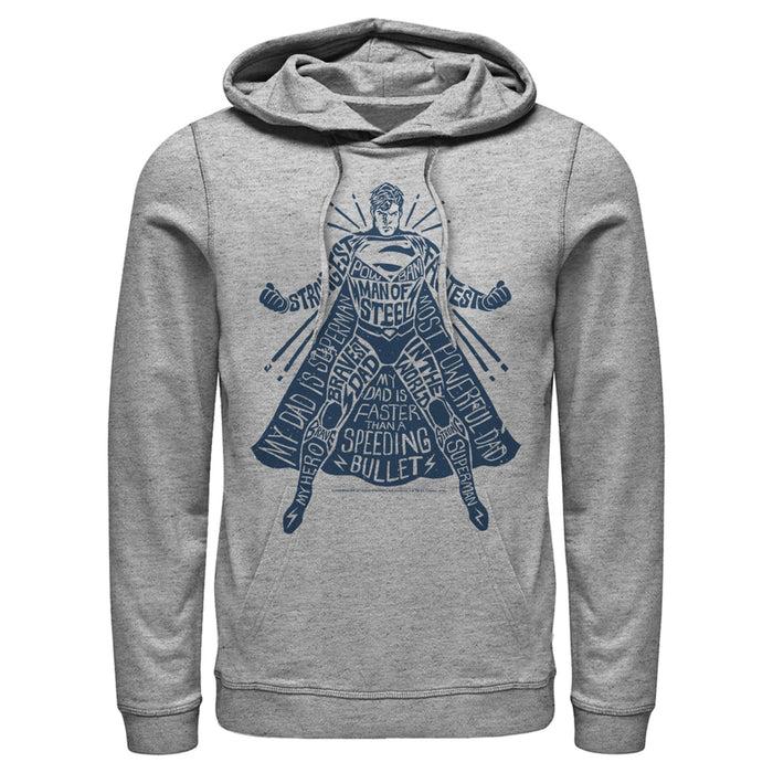 fifth sun Men's Superman Figure Words Collage Pull Over Hoodie