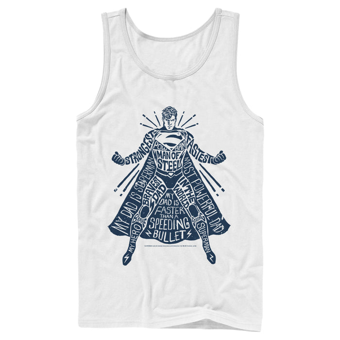fifth sun Men's Superman Figure Words Collage Tank Top