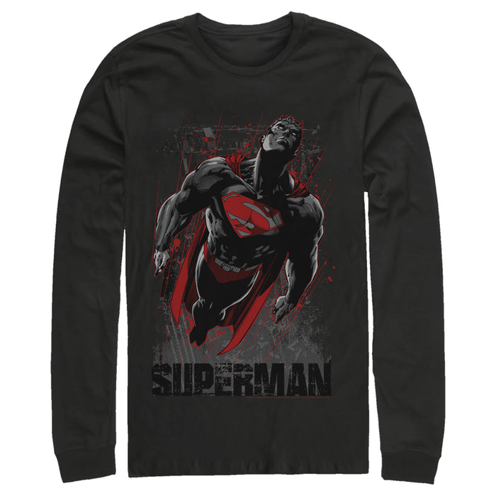 fifth sun Men's Superman Flight Looking On Long Sleeve Shirt