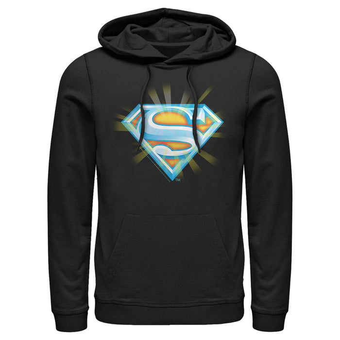 fifth sun Men's Superman Glowing Shield Logo Pull Over Hoodie