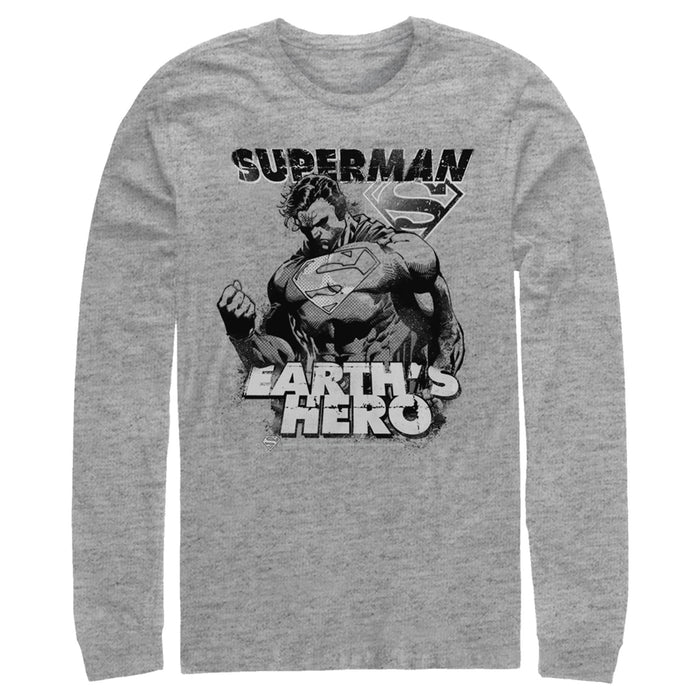 Fifth Sun Men's Superman Grunge Earth's Hero Long Sleeve Shirt