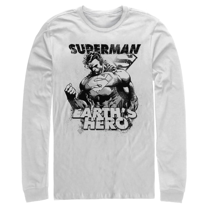 fifth sun Men's Superman Grunge Earth's Hero Long Sleeve Shirt