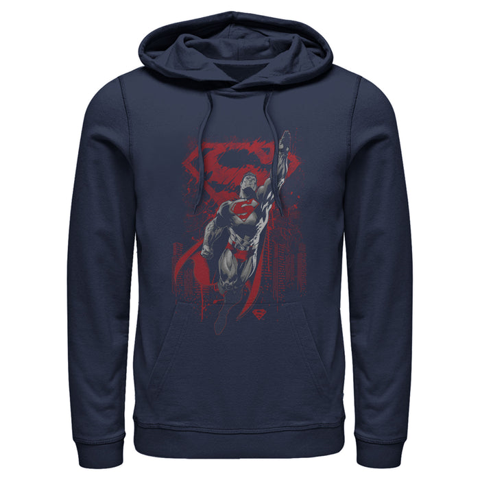 fifth sun Men's Superman Grunge Hero Flight Pull Over Hoodie