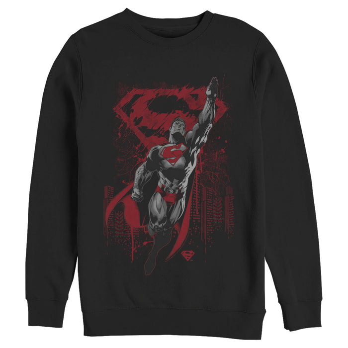 fifth sun Men's Superman Grunge Hero Flight Sweatshirt