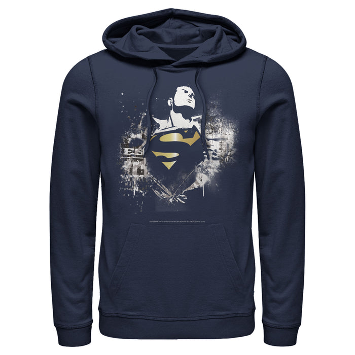 fifth sun Men's Superman Hero Graffiti Print Pull Over Hoodie