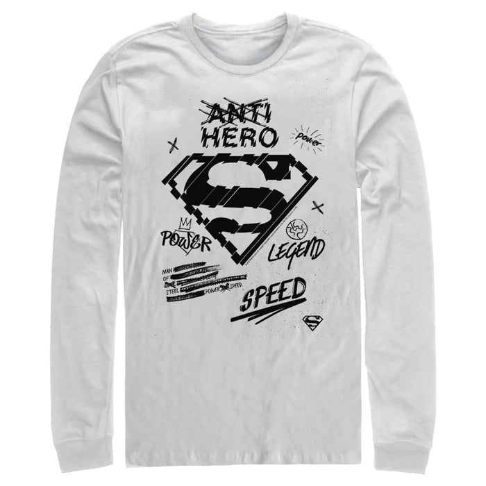fifth sun Men's Superman Hero Qualities & Icons Long Sleeve Shirt