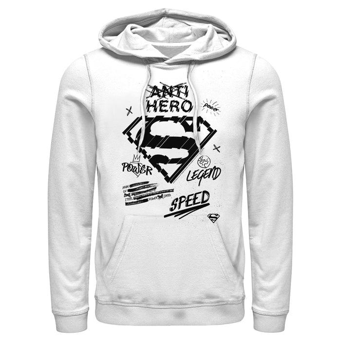 fifth sun Men's Superman Hero Qualities & Icons Pull Over Hoodie