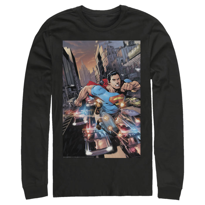 Fifth Sun Men's Superman Hidden Hero Glimmer Long Sleeve Shirt