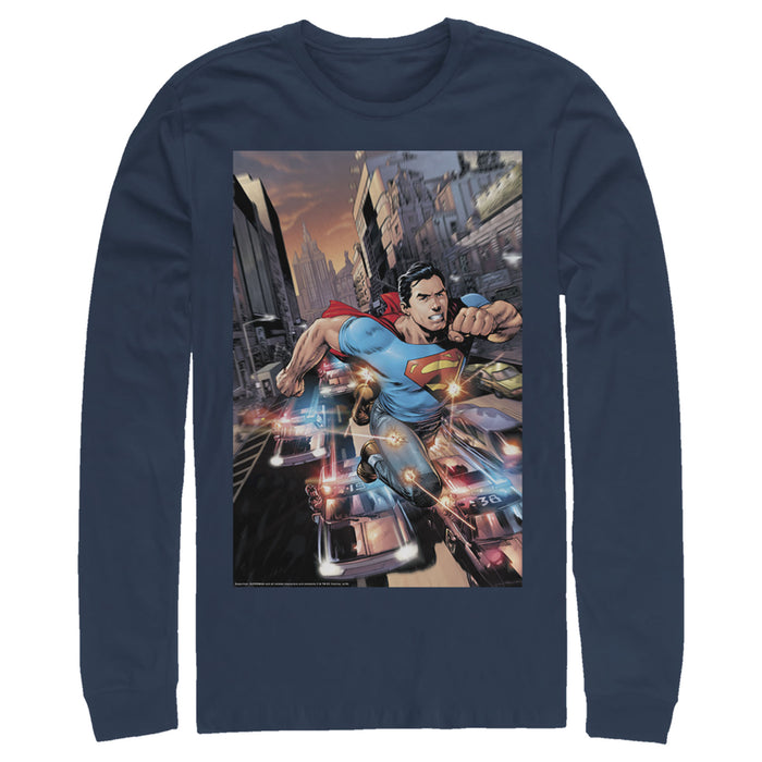 fifth sun Men's Superman Hidden Hero Glimmer Long Sleeve Shirt