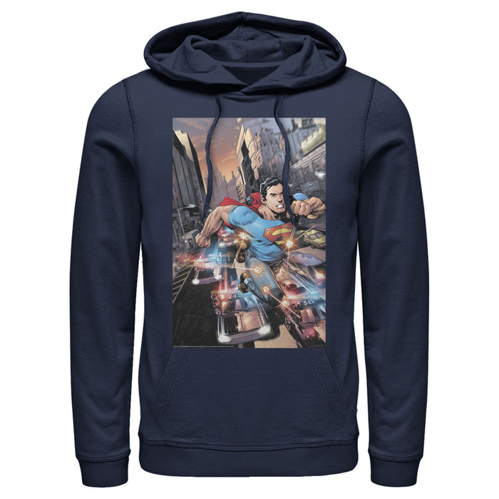 fifth sun Men's Superman Hidden Hero Glimmer Pull Over Hoodie
