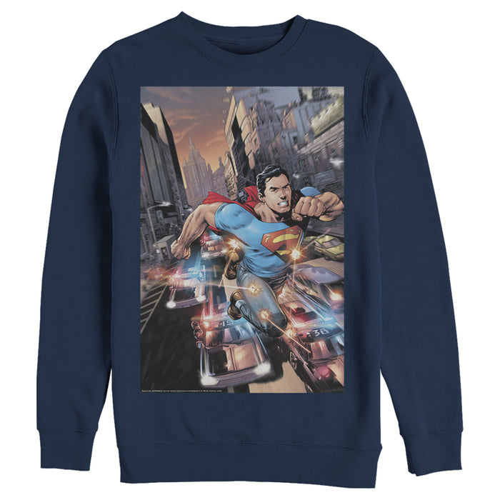 Fifth Sun Men's Superman Hidden Hero Glimmer Sweatshirt