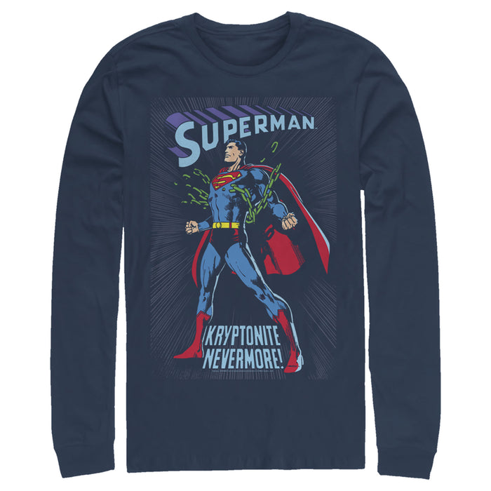 fifth sun Men's Superman Kryptonite Nevermore Cover Long Sleeve Shirt