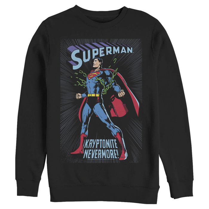 fifth sun Men's Superman Kryptonite Nevermore Cover Sweatshirt