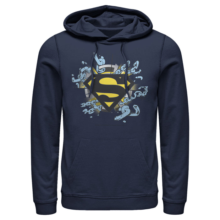 fifth sun Men's Superman Logo Broken Chain Pull Over Hoodie