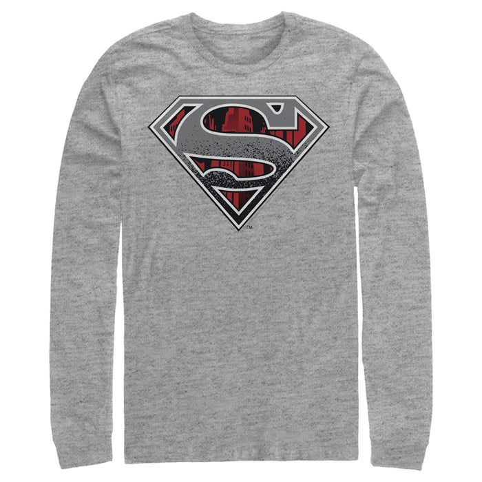 Fifth Sun Men's Superman Logo Grunge Long Sleeve Shirt
