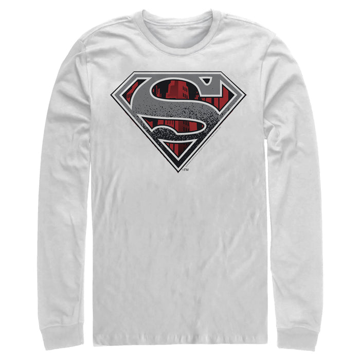 fifth sun Men's Superman Logo Grunge Long Sleeve Shirt